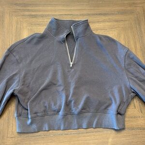 grey cropped quarter zip long sleeve